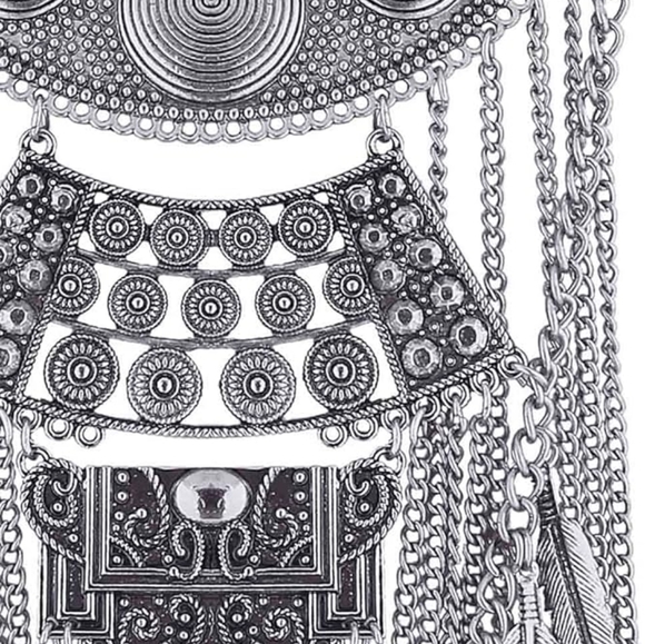 Exotic Silver Color Boho Necklace - Picture 4 of 6